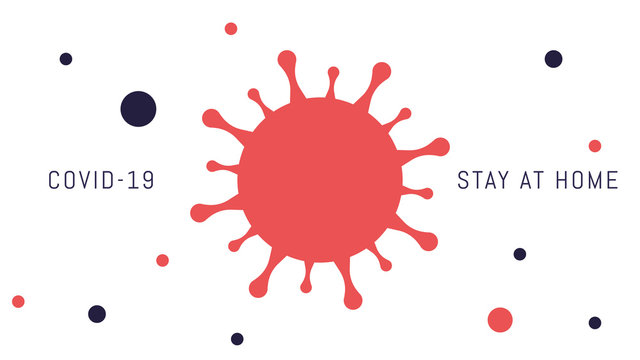 Coronavirus Bacteria Cell Icon Stay at home Concept. Web Banner COVID-19.