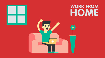 Stay safe and working from home illustration vector