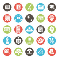bundle of education online set icons