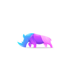 Colorful Rhino Logo Design. Gradient Style Animal logo
