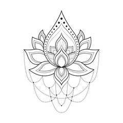 Ethnic Mandala ornament isolated on white background. Henna tattoo design. Vector illustration