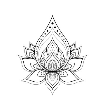 Ethnic Mandala ornament isolated on white background. Henna tattoo design. Vector illustration