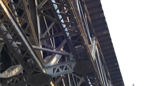 Underneath train overpass close up 