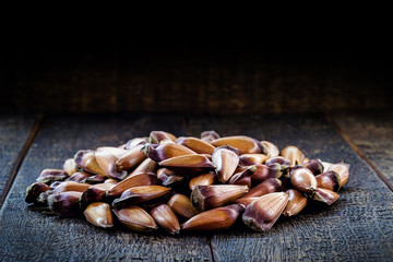 Traditional food from the June festival of Brazilian pine nuts. Brazilian cuisine, exotic ingredient.