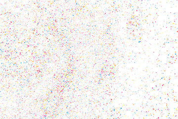 Obraz na płótnie Canvas Abstract explosion of confetti. Colorful grainy texture isolated on white background. Colored stains and blots. Vector overlay elements. Digitally Generated Image. Illustration, Eps 10.