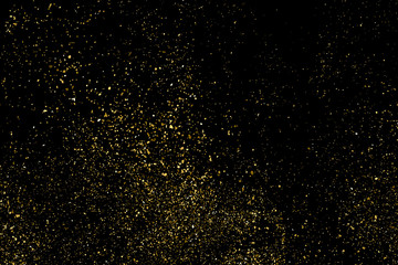 Fototapeta na wymiar Gold glitter texture isolated on black. Amber particles color. Celebratory background. Golden explosion of confetti. Design element. Digitally generated image. Vector illustration, EPS 10.