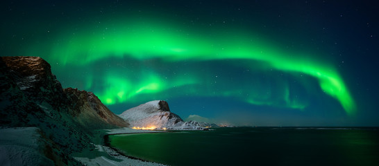 Fototapeta na wymiar Nordlandsnupen aurora panorama