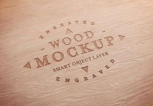 Carved Wood Text Effect Mockup