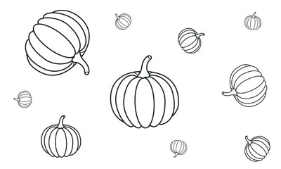 Pumpkin line on white background. Silhouette retro icon for print, banner, poster, card. Flat design style. Vegetable organic pumpkin. Vector illustration