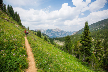 hiking on the mountainside