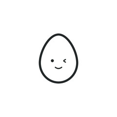 Egg mascot. Flat kawaii design. Vector illustration. Border icon. Emotions set