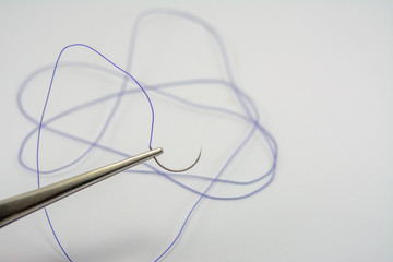 medical thread for suturing wounds, surgical needle holder, suturing in medical and dental practice