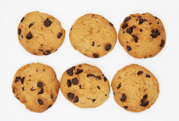 Chocolate Chip Cookies Isolated White Background