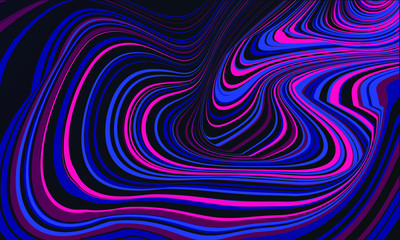 Vector design with psychedelic swirling lines. Memphis geometric style with virtual marble for banner, coner, poster, page. Abstract stripe cartoon paints. Vector illustration