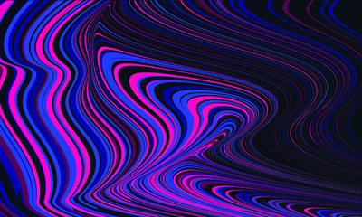 Fototapeta na wymiar Abstract realistic spirals lines with blue, pink color. Psychedelic design retro style. 3d topography relief. Art texture with bright curved stripe for banner, poster, magazine, cover. Vector illustra