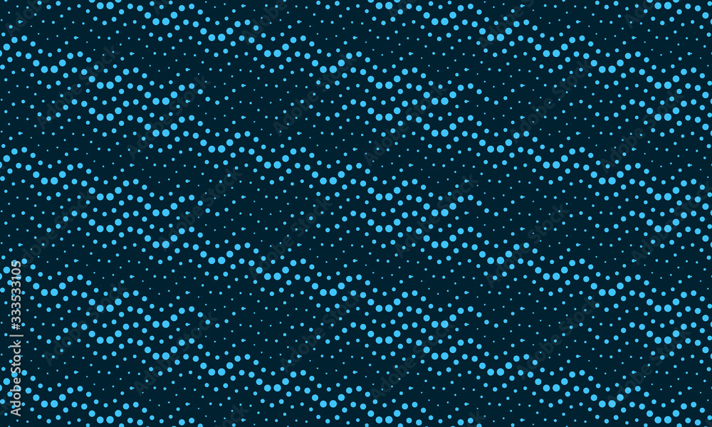 Poster blue color abstract waves. dots halftone design