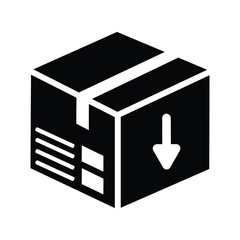 Parcel balck icon, box, carton, package design