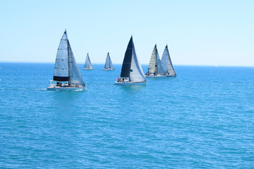 Regatta and sailing in Mediterranean sea, Palavas les flots, France