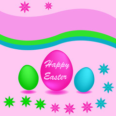 pink Happy Easter greeting cards with egg and leaf,for banners or background