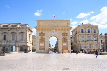 Triumphal arch of Montpellier, a copy of the gates of Paris, France
