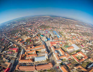 Obraz premium Day view from above on Beregovo. Central square. Ukraine.