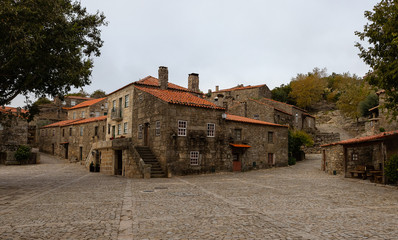 Historic village of Sortelha on a very cloudy day. It is one of historic villages of Portugal, located in Guarda district