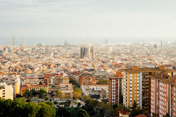 Fototapeta na wymiar Barcelona cityscape from above the city