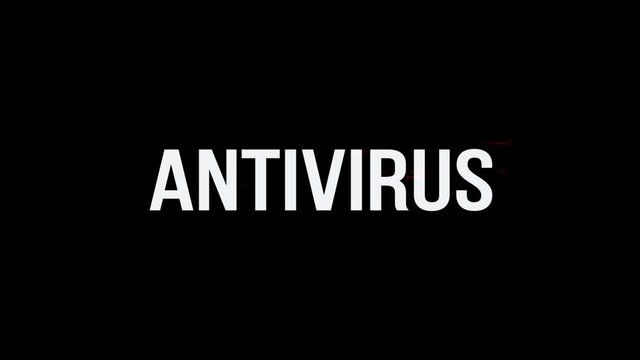 Antivirus. Animation of Text With Glitch Effect. Alpha Channel