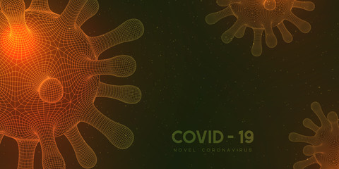 Coronavirus, virus strain of MERS-Cov and Novel coronavirus 2019-nCoV, Covid-19. Vector concept of dangerous virus, 3d grid texture.