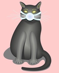 A cat wearing the antivirus mask, a stylized cartoon