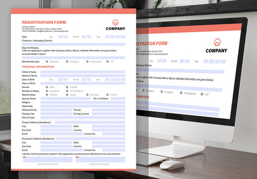 Interactive Form Layout with Red Header and Footer Elements