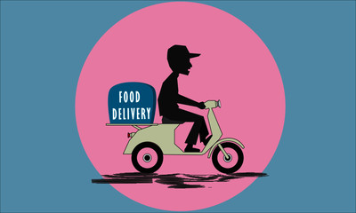 fast food deli motorbike motorcycle delivery man motor scooter driver