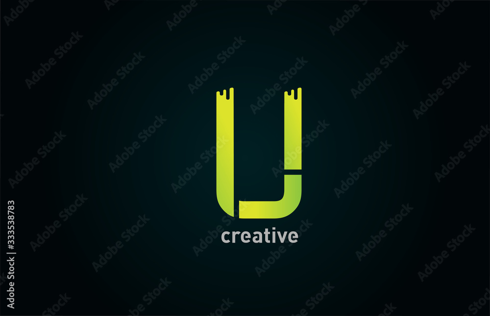 Wall mural creative u green letter alphabet logo icon design for company and business