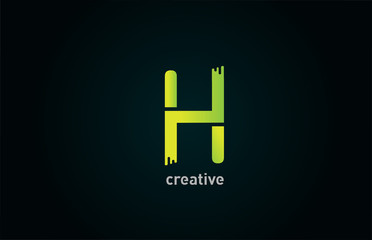 H creative green letter alphabet logo icon design for company and business