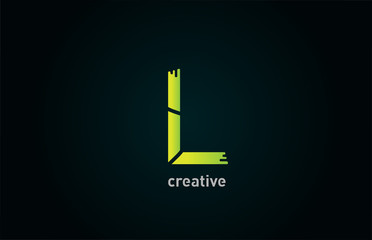 L creative green letter alphabet logo icon design for company and business
