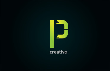 P creative green letter alphabet logo icon design for company and business