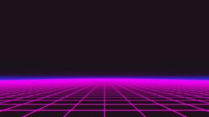 Synthwave wireframe net 1980s Retro Futurism Background 3d rendering