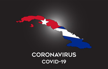 Obraz premium CoronaVirus in Cuba and Country flag inside Country border Map Vector Design.