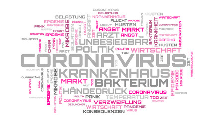 Fototapeta premium Purple german language coronavirus word collage design