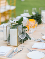 Table decorations for a lavish and festive dinner.