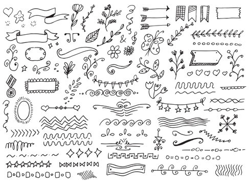  Vector hand drawn doodles over white background