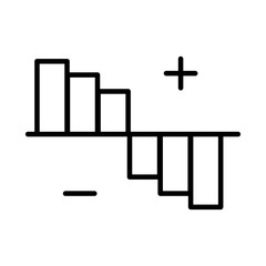 statistics bars with pluss and minus line style icon