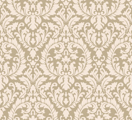 Vintage damask seamless pattern element. Cream color. Elegant luxury texture for wallpapers, backgrounds and page fill.