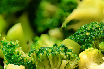 fresh chopped green broccoli background macro photo