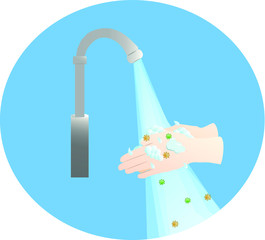 washing hands , cleansing hands for prevent the virus
