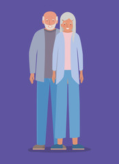 Isolated grandmother and grandfather avatar vector design