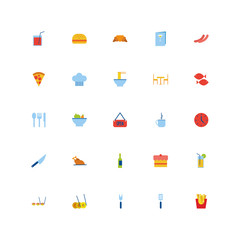 bundle of restaurant set flat icons