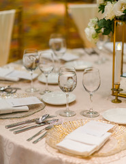 Table decorations for a lavish and festive dinner.