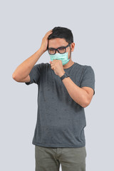 Young man doing concepts wear protective mask against infectious diseases and flu with clipping path,Corona Virus 2019-ncov