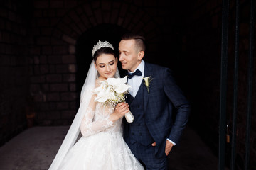 Perfect portrait of wedding couple in Italy 